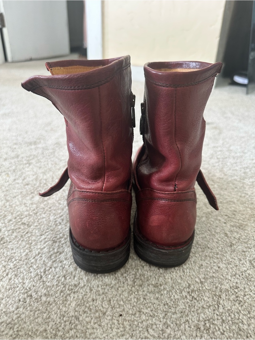 Fiorentini + Baker Deep Red Ankle Boots with Buckle Size 8.5 (38.5 Euro) - Picture 5 of 6